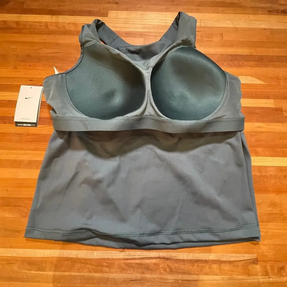 Nike Mid Support Padded Sports Bra Tank Top Deep Jungle 1X,runs big see below